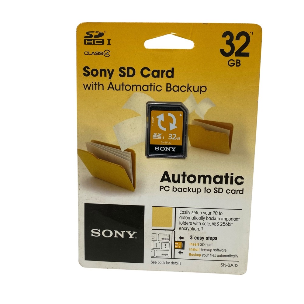 Sony 32GB SDHC Class 4 Memory Card Automatic PC‎ Backup SN-BA32 NEW